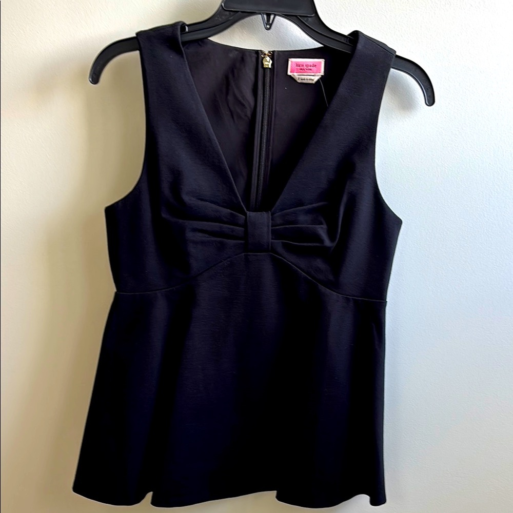 Kate Spade Black Sleeveless Top with Bow Detail NEW with tag